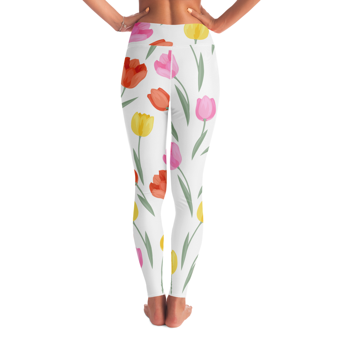 Tiny Colourful Tulips Yoga Leggings - Arcadia Apparel