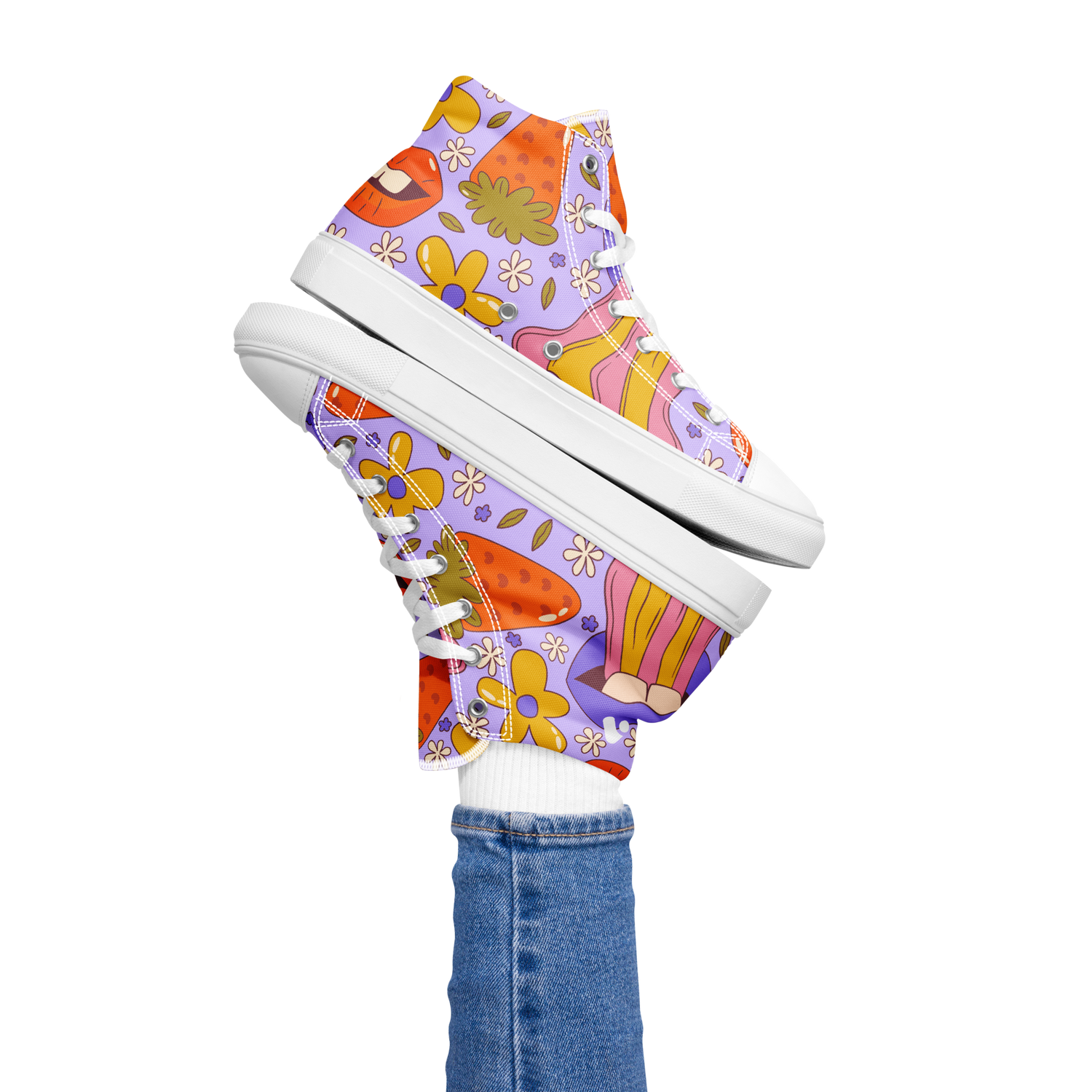 Women’s Trippy Lips Pattern High Top Sneaker